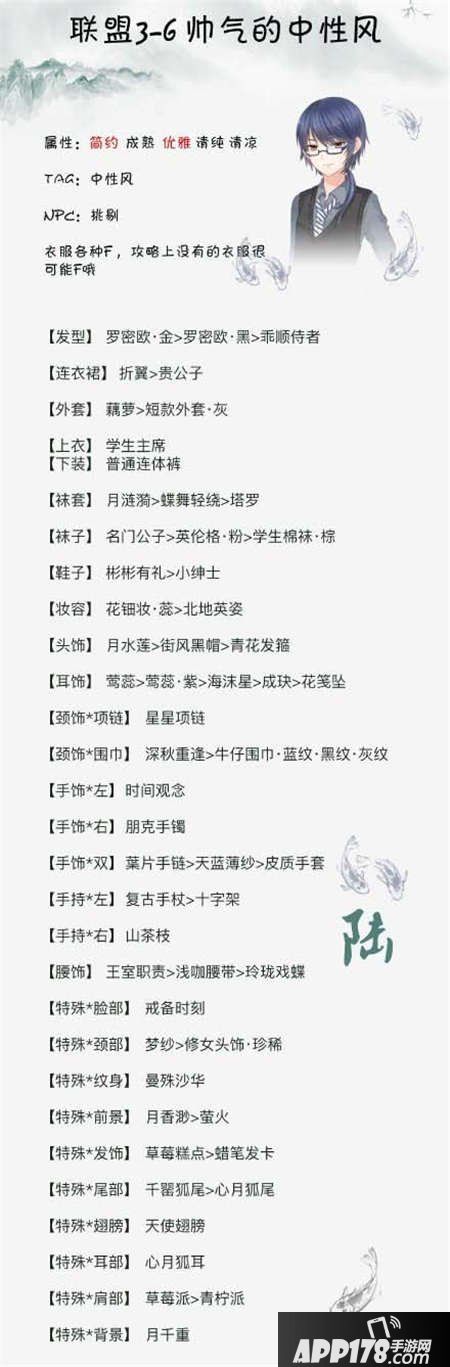 奇迹暖暖联盟委托3-6帅气的中性风高分s搭配