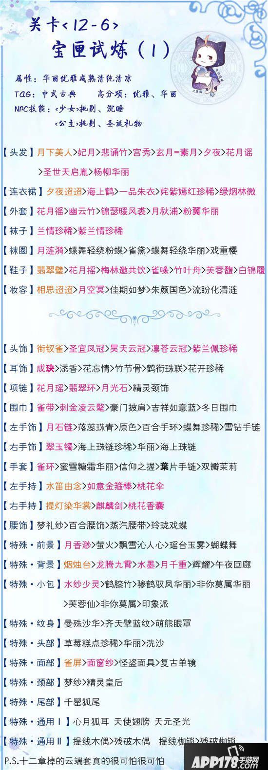 奇迹暖暖12-6高分s通用攻略