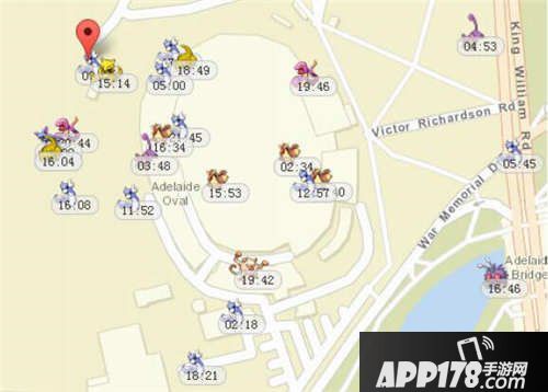 pokemongo澳洲阿德莱德精灵分布图