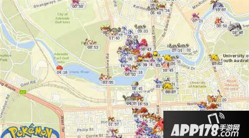 pokemongo澳洲阿德莱德精灵分布图