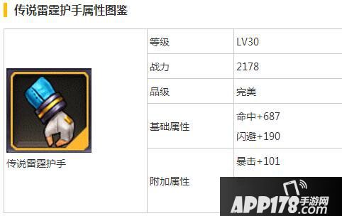 天天来战传说雷霆护手属性图鉴
