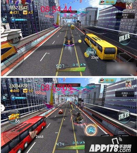 ?图一组 变形瞬间截图（上）、变形结束截图（下）