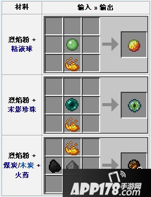我的世界烈焰粉合成表