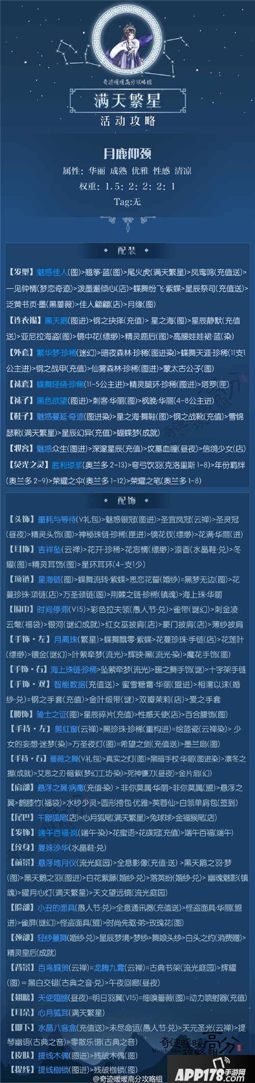 奇迹暖暖月鹿仰颈高分搭配攻略