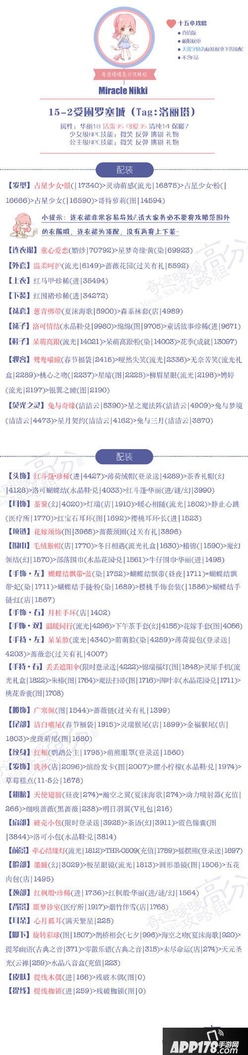 奇迹暖暖15-2公主级级高分s攻略