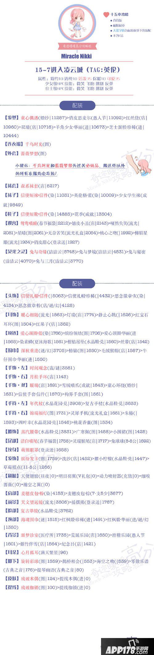 奇迹暖暖15-7公主级级高分s攻略