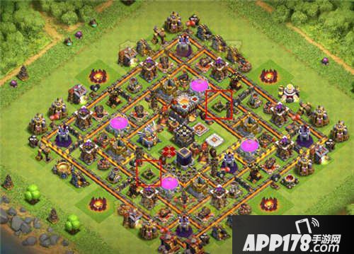 部落冲突11本最新300块墙双炸弹塔阵型