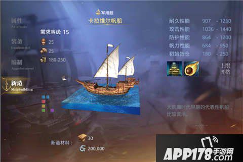 大航海之路卡拉维尔帆船属性图鉴