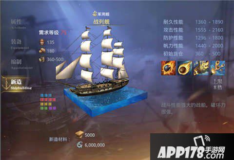 大航海之路战列舰属性图鉴