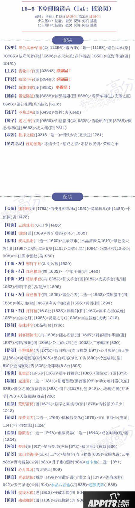 奇迹暖暖16-6飞空艇的谎言高分s搭配攻略 