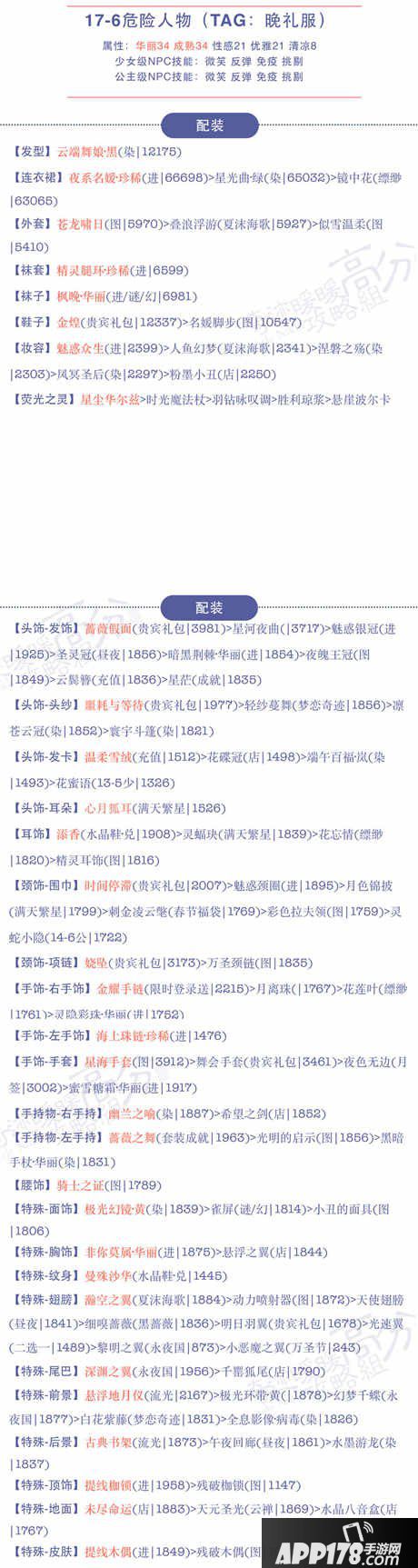 奇迹暖暖17-6危险人物高分搭配