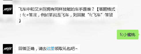 飞车中和艾米丽拥有同样技能的车手是谁？