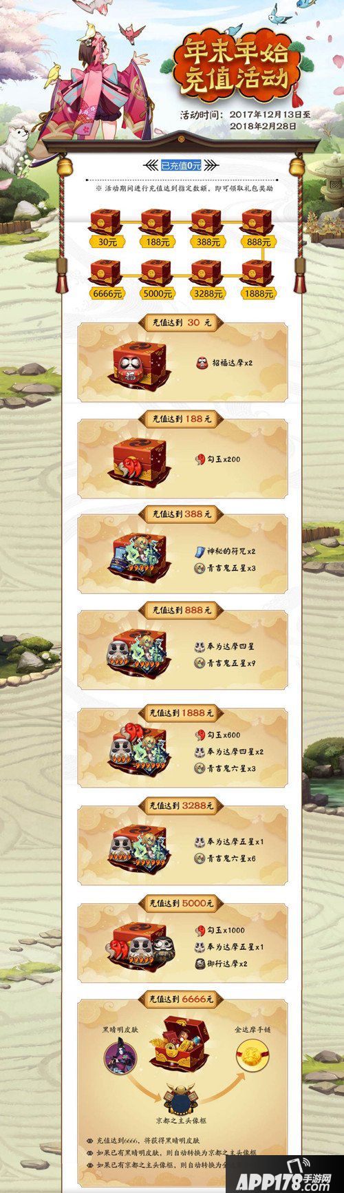 阴阳师年末充值活动即将上线 八款<a href=http://www.app178.com/fahao/ target=_blank class=infotextkey>礼包</a>领回家