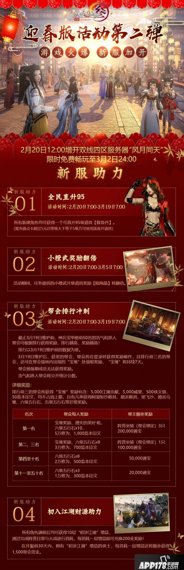 《剑网3》迎春版2.20更新 新服加开全民送鹿